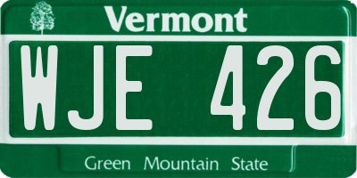 VT license plate WJE426