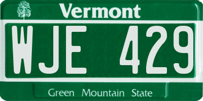 VT license plate WJE429