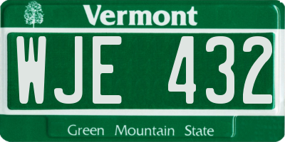VT license plate WJE432
