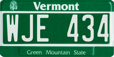 VT license plate WJE434