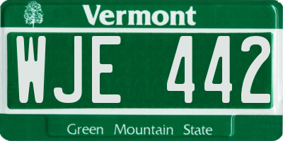 VT license plate WJE442