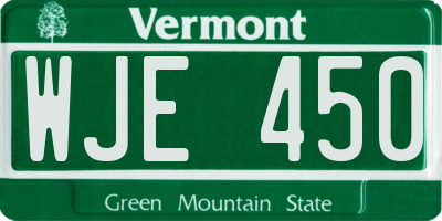 VT license plate WJE450