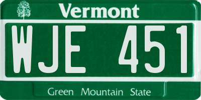 VT license plate WJE451