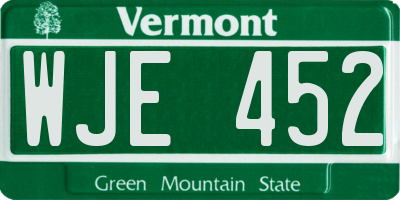 VT license plate WJE452