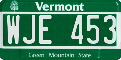 VT license plate WJE453