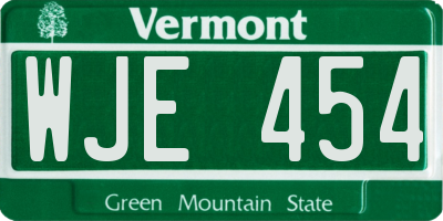 VT license plate WJE454