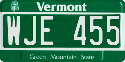 VT license plate WJE455