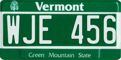 VT license plate WJE456