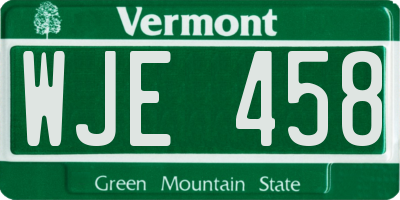 VT license plate WJE458