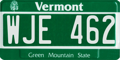 VT license plate WJE462