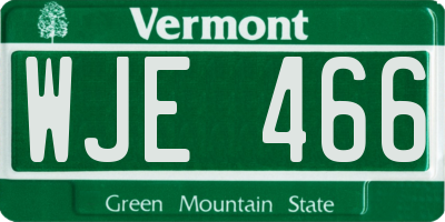 VT license plate WJE466