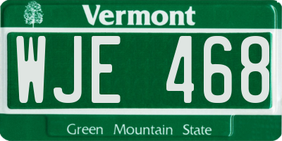 VT license plate WJE468