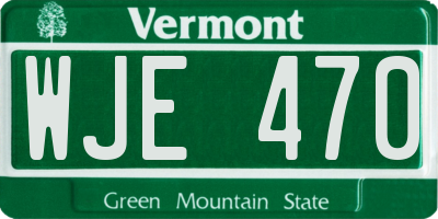 VT license plate WJE470