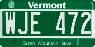 VT license plate WJE472