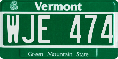 VT license plate WJE474