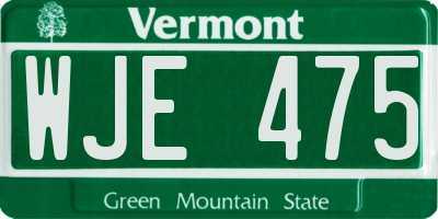 VT license plate WJE475