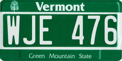 VT license plate WJE476
