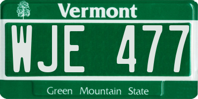 VT license plate WJE477