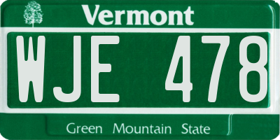 VT license plate WJE478