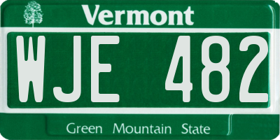VT license plate WJE482