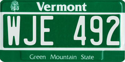 VT license plate WJE492