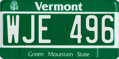 VT license plate WJE496
