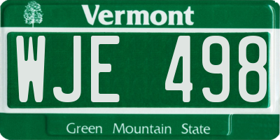 VT license plate WJE498