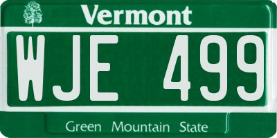 VT license plate WJE499