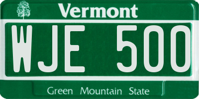 VT license plate WJE500