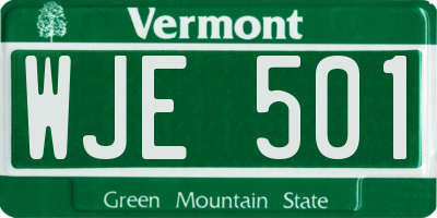 VT license plate WJE501