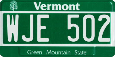 VT license plate WJE502