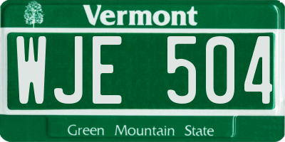VT license plate WJE504