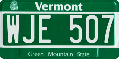 VT license plate WJE507