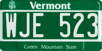 VT license plate WJE523
