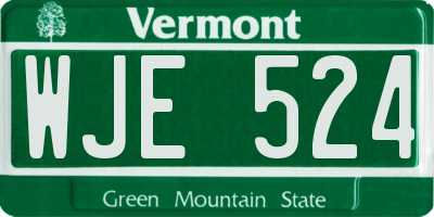 VT license plate WJE524