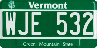VT license plate WJE532