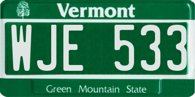 VT license plate WJE533
