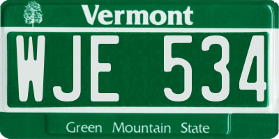 VT license plate WJE534