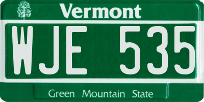 VT license plate WJE535