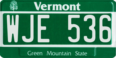 VT license plate WJE536