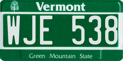 VT license plate WJE538