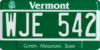 VT license plate WJE542