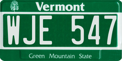 VT license plate WJE547