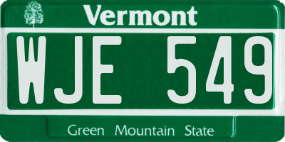 VT license plate WJE549