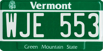 VT license plate WJE553