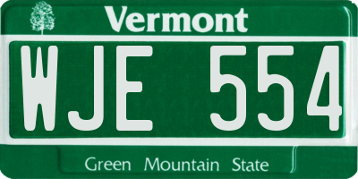 VT license plate WJE554