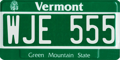 VT license plate WJE555