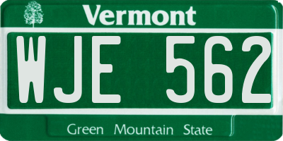 VT license plate WJE562