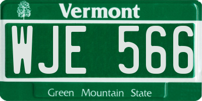 VT license plate WJE566