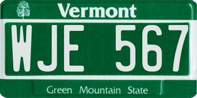 VT license plate WJE567
